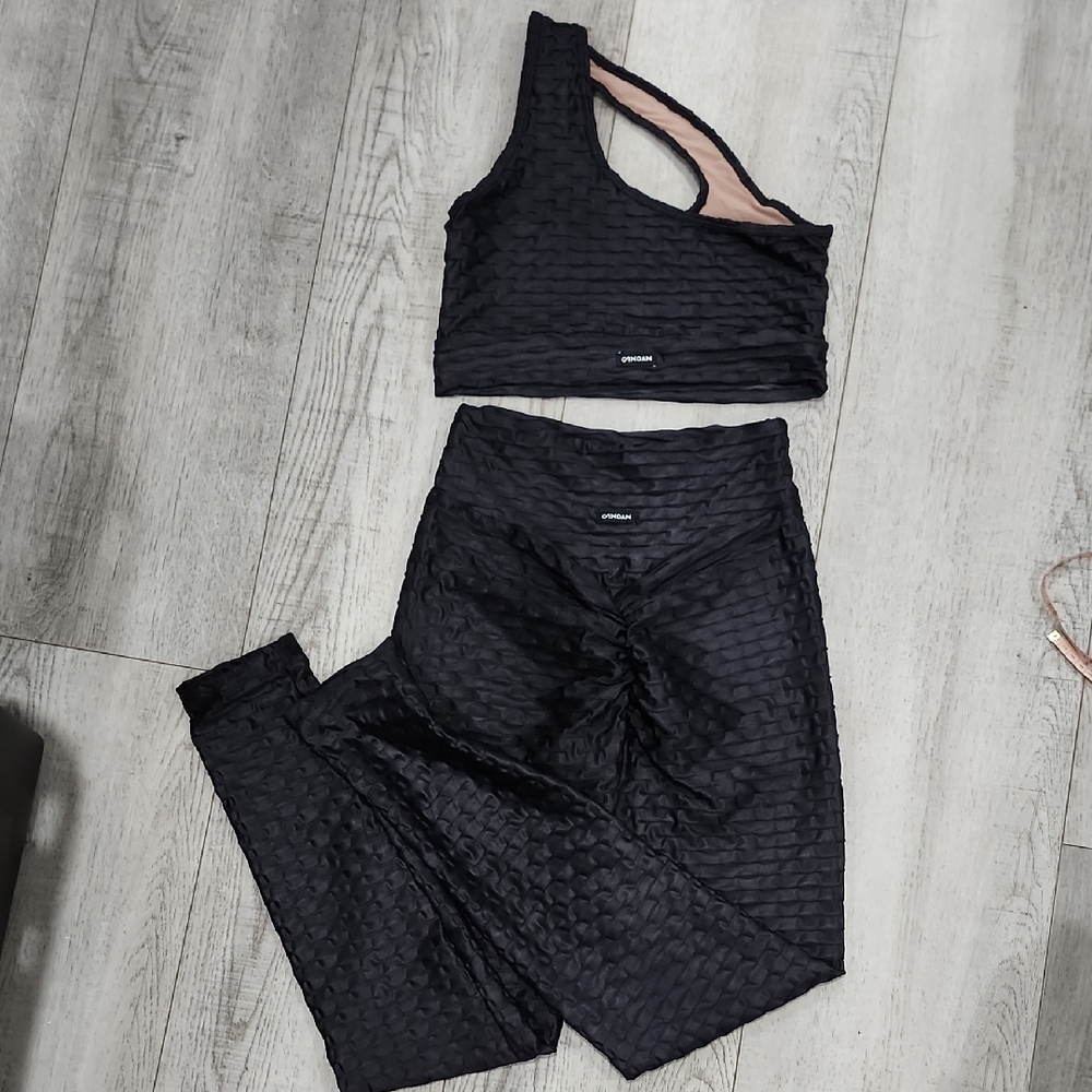 Canon Black Textured Leggings Set